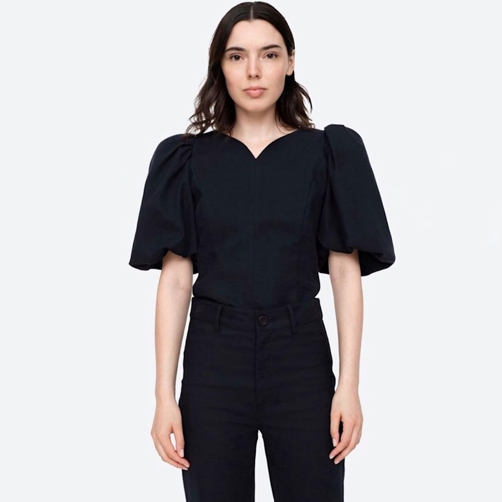 Sea New York Black Puff Sleeve Blouse